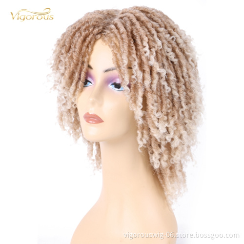 Afro Glueless Wholesale Vendors Freetress Twist Bob Cut Cheap African Short Blonde Synthetic Hair Braid Wigs For Women